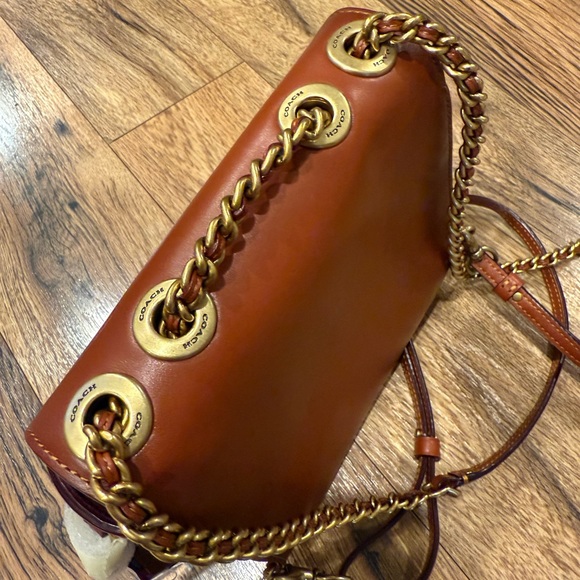 Coach Tan and Brown Crossbody Bag with Gold Accents - Picture 2 of 12